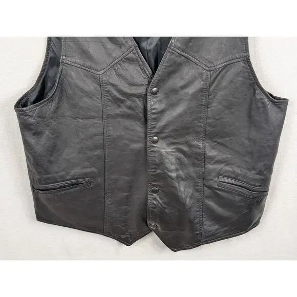 Vintage Branded Garments Inc. Leather Motorcycle/Biker Vest Size 40 - Picture 3 of 10